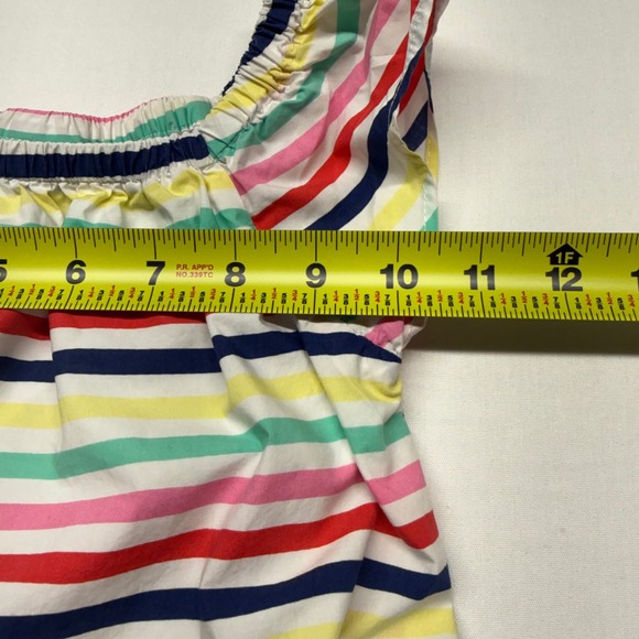 Tommy Hilfiger Girls Size 4 Rainbow Stripe Chambray Dress Flutter Sleeve - Picture 7 of 8